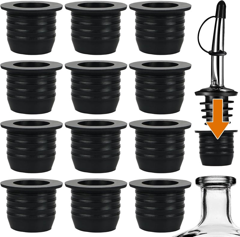 Nokiils 12 Pack Liquor Pour Spout Adapters, Pour Spouts for Large Neck Liquor Bottles, Liquor Bottle Pourers for Alcohol Olive Oil up to 1 inch/25 mm Neck - Image 1